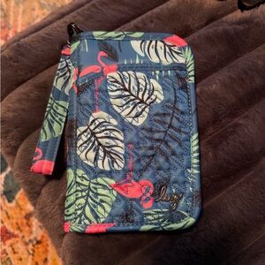 Lug Tandem Zip RFID protected wallet in Flamingo blue
